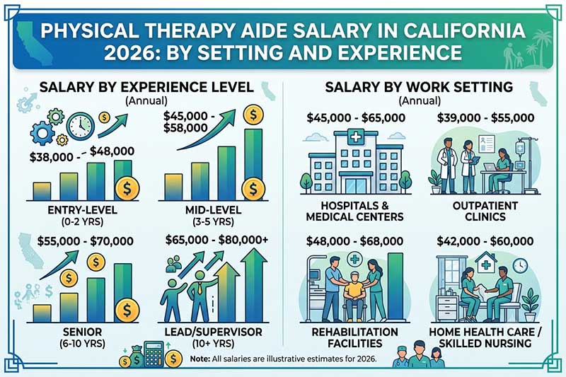 Physical Therapy Aide Salary in California 2026: By Setting and Experience